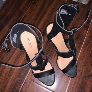 black stiletto heels